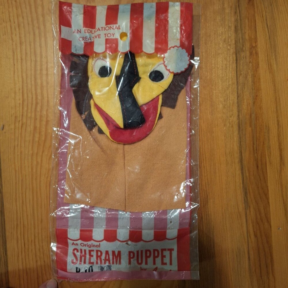 Sheram Felt Hand Puppet By Luci P10 Don Lion 9x5" Original Vintage Sealed